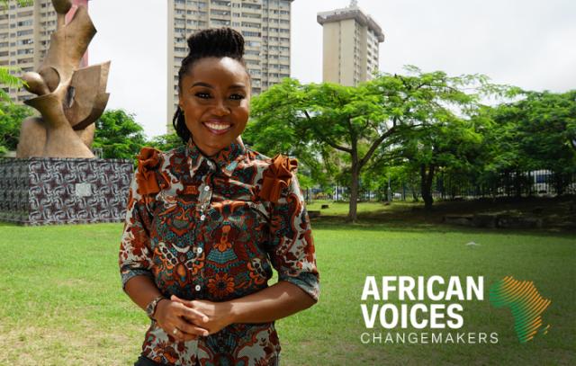 Arit Okpo presenter of African Voices Changemakers