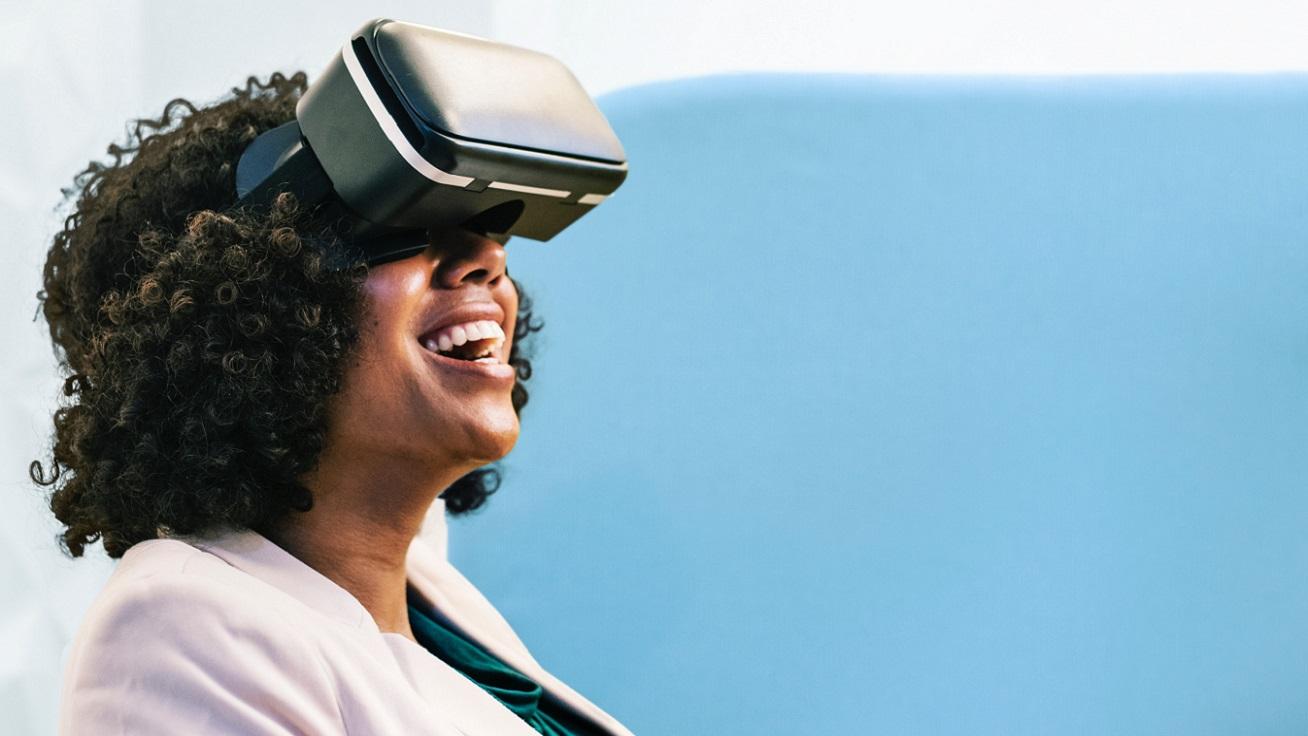 woman wearing VR headset